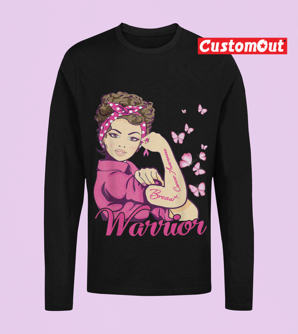 Believe Breast Cancer Awareness Warrior Survivor Support Long Sleeve T-Shirt -BLACK