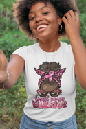 Breast Cancer Warrior Afro Messy Bun