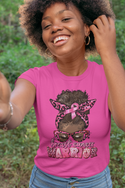 Breast Cancer Warrior Afro Messy Bun