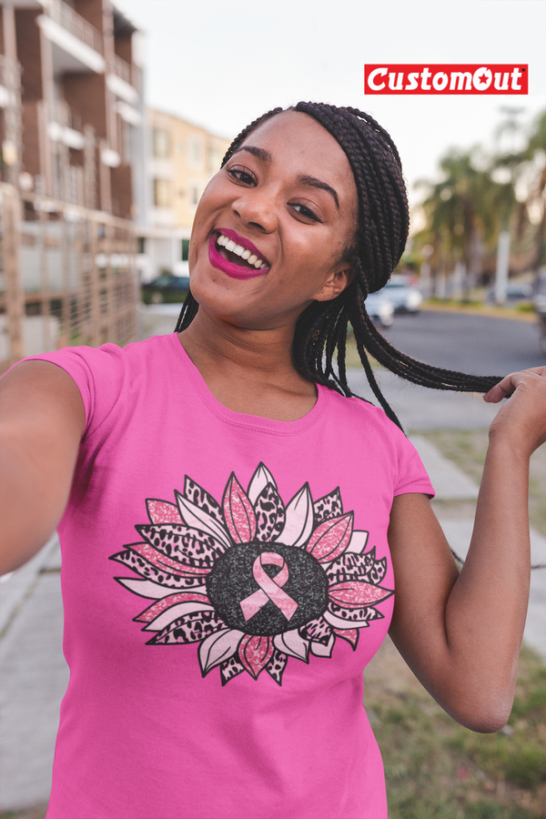 Breast Cancer Awareness Leopard Sunflower- T-Shirt